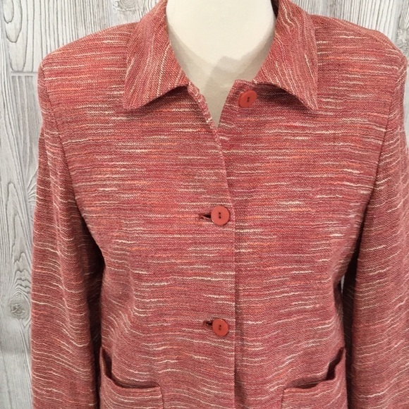 𝅺JOSEPHINE Chaus Petite Orange Coral Tweed Blazer Size 14P - Picture 2 of 11